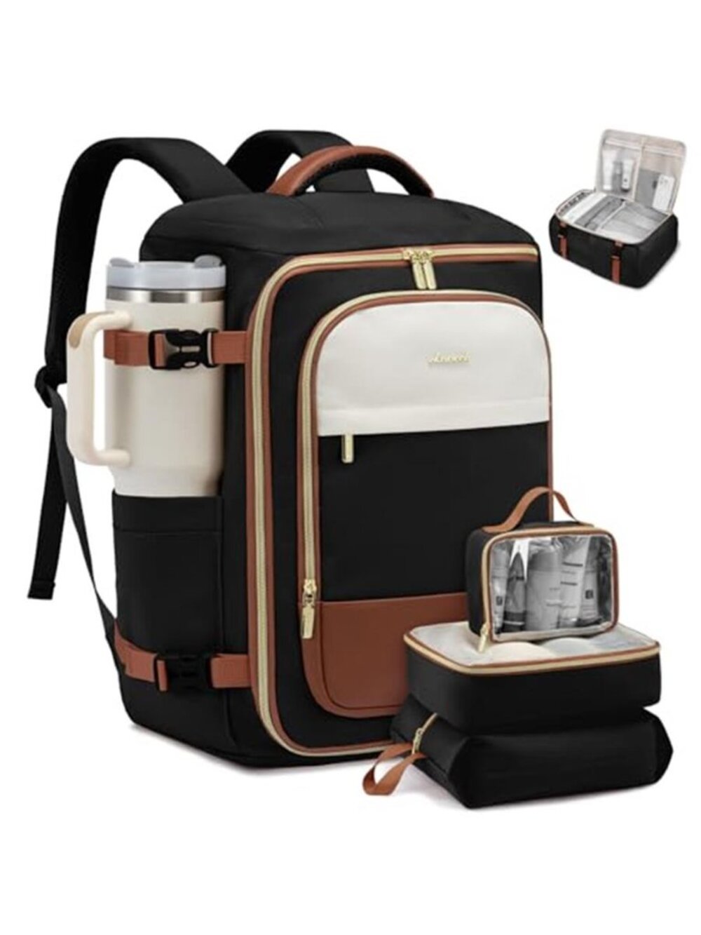 LOVEVOOK 40L Carry On Backpack Women Travel Laptop Bag Flight Approved Black